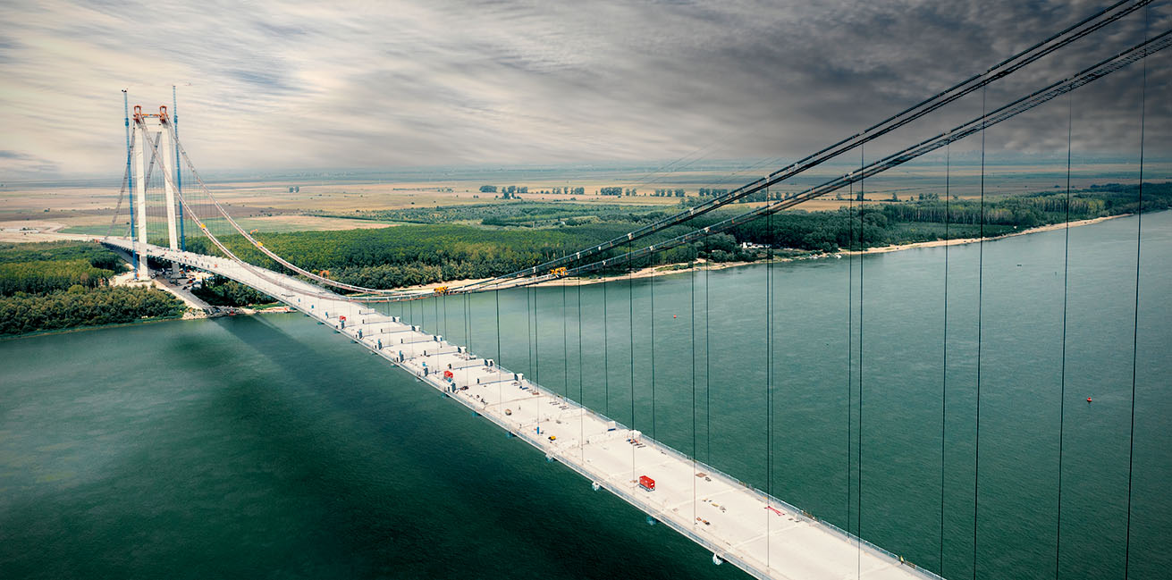 Supplying power to build the largest suspension bridge ever built over the river Danube